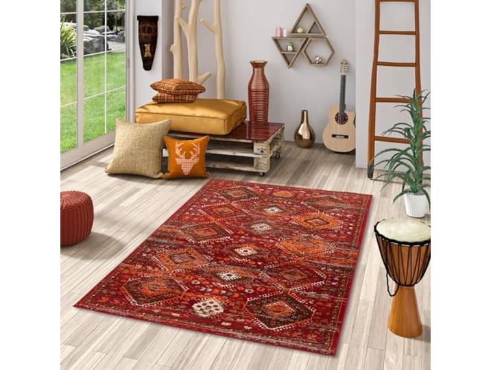 Pergamon Pop-Vintage - Tapis de Designer Orient - Terre Cuite Moderne - 5 Tailles