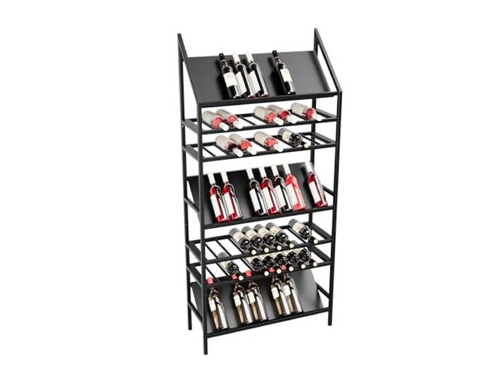 MetaloPro Weinregal Metall – Flaschenregal für 70 Weinflaschen – Robustes Design, Weinständer für Küche, Keller oder Bar – Schwarz – 170x30x80cm
