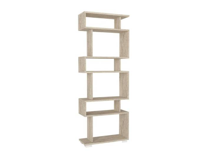 Bibliothèque Étagère effet travertin L 60 cm rangements multiples style moderne