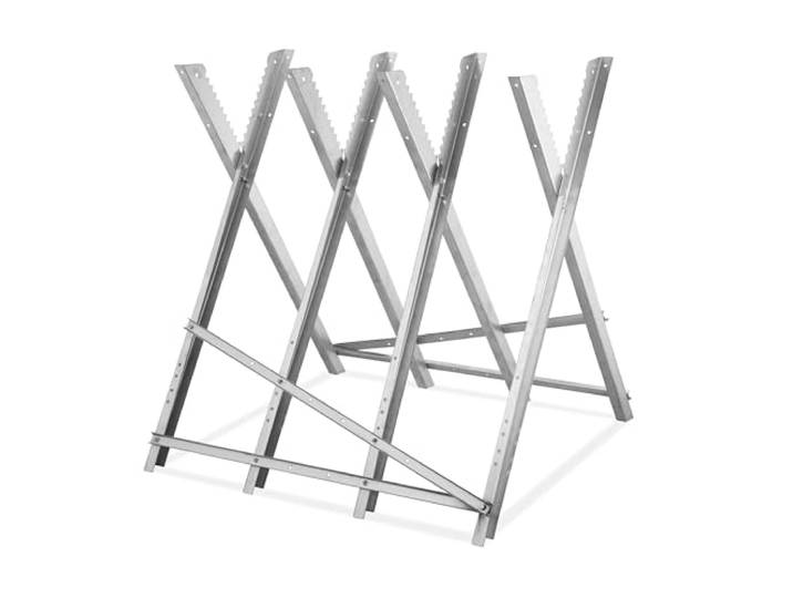 Relaxdays Chevalet de sciage\, pliable\, charge maximale 150 kg\, acier\, HLP 82 x 83 x 80 cm\, pour couper le bois\, argenté