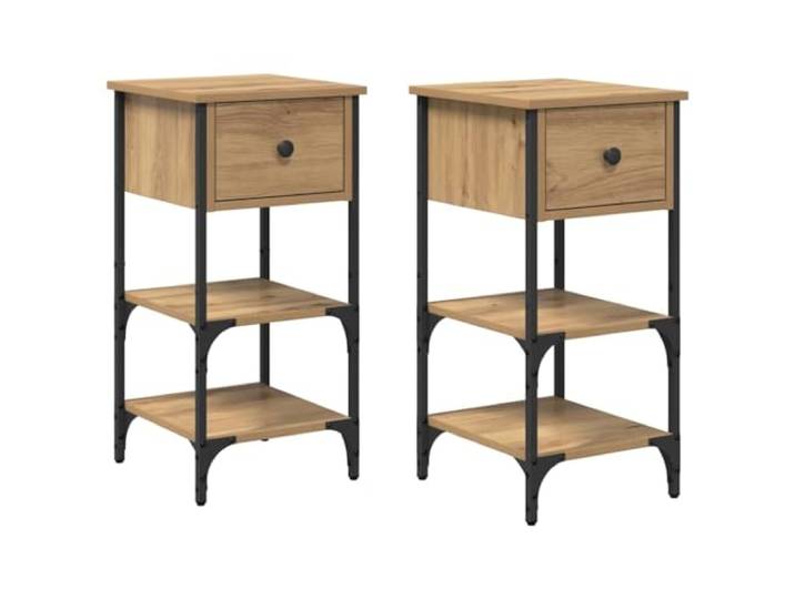 LMTYOENFG 2er Set Nachttische Braun 33,5x36x70cm Beistelltisch Praktisches 2er-Set fürs Schlafzimmer mit zwei Schubladen und vier offenen Fächern für geordnete Ablage.