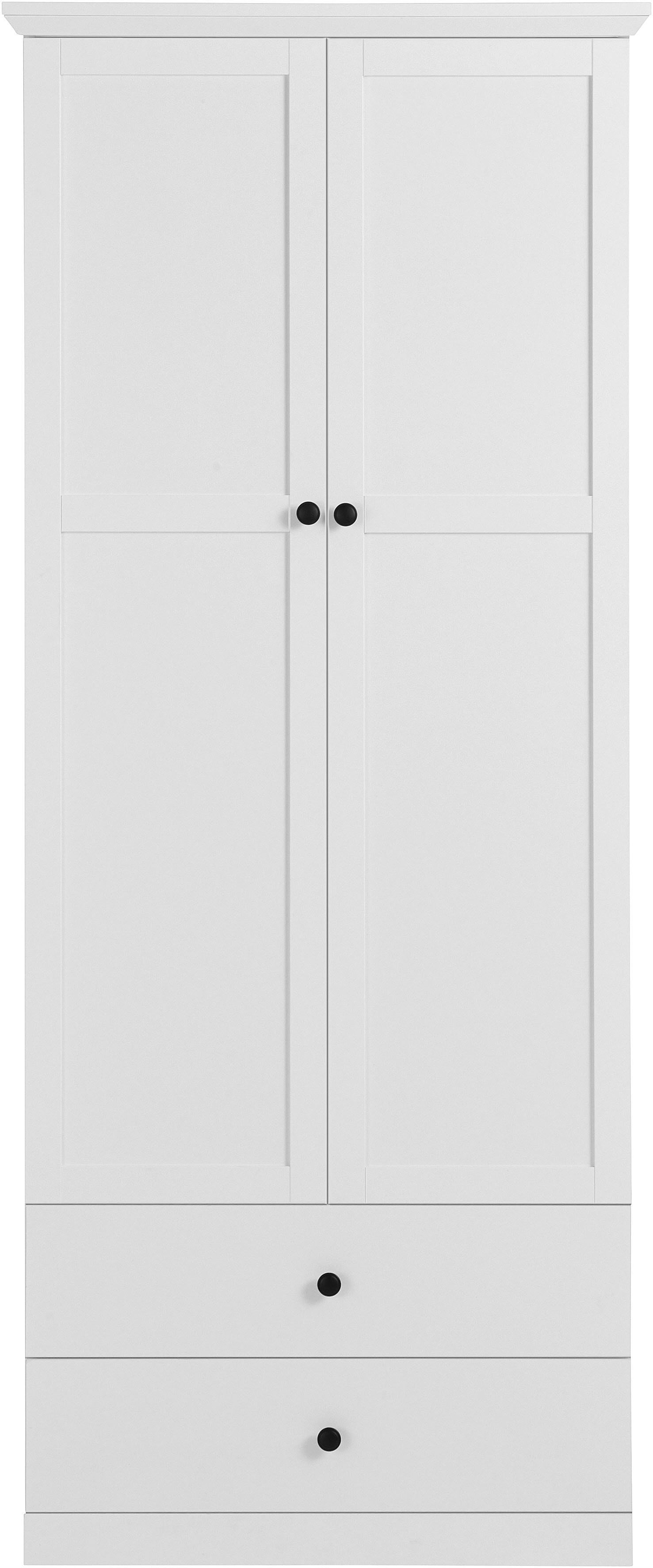 Garderobenschrank HOME AFFAIRE "Örebro", weiss (weiß), B:81cm H:200cm T:41cm, FSC-zertifizierter Holzwerkstoff, Schränke, Garderobenschrank, zeitloser Landhausstil, mit Vollauszug weiß weiss, B/H/T: 81cm x 200cm x 41cm, Schubladen: 2 Stk. Türen: 2 Stk.