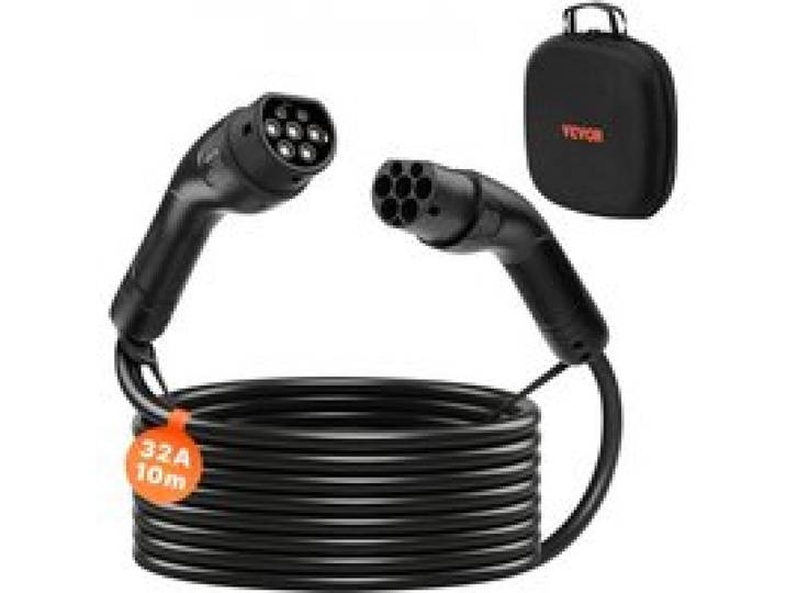 VEVOR EV Ladekabel, 32 A, 10 m, max. 22 kW, Verlängerungskabel, kompatibel mit Typ-2-Ladegeräten für Elektrofahrzeuge, 3-Phasen-Wechselstrom, 480 V, 50 Hz, IP65, Autoladekabel mit Tragetasche