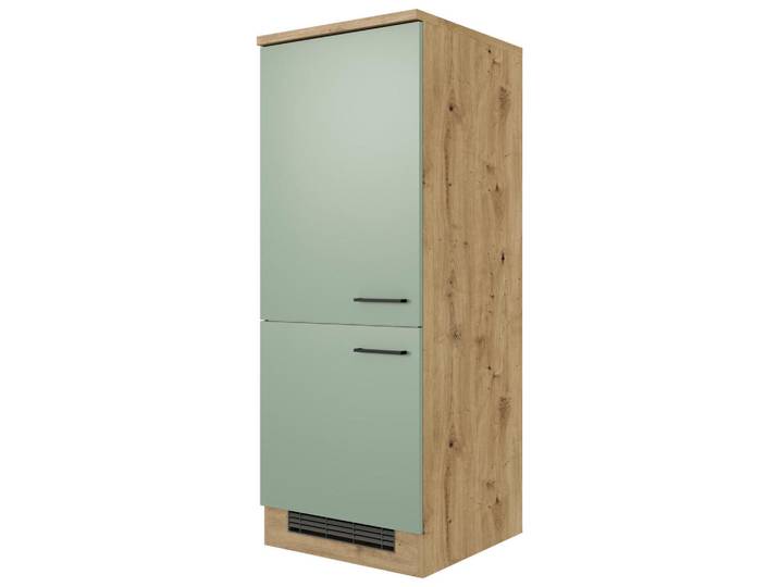 FlexWell Geräteumbauschrank, Eiche Artisan, Schilfgrün, 1 Fächer, einzeln stellbar, einmalig seitenverkehrt montierbar, 60x161x60 cm, Made in Germany, Küchen, Küchenmöbel, Küchenschränke, Geräteumbauschränke
