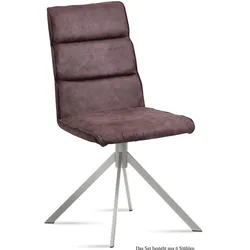 ESSZIMMERSTUHL (6er-Set) Dorkas 47x92x60 Edelstahl/Braun