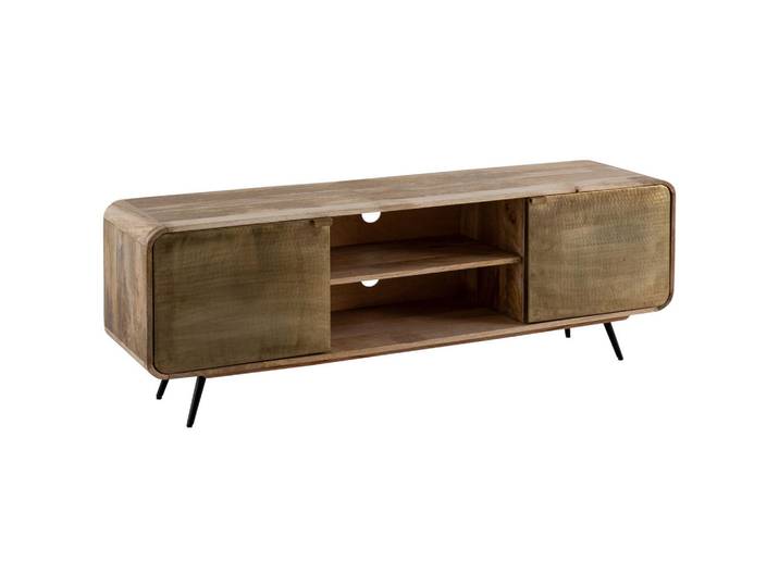 Mid.you Lowboard, Braun, Metall, Mangoholz, massiv, 160x55x41 cm, stehend, handgemacht, Holzmöbel, Kleinmöbel Holz, Holzkommoden, Lowboards Holz