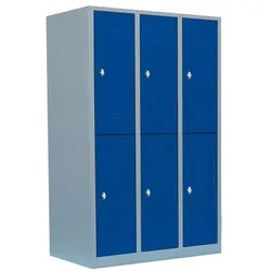 Lüllmann Garderobenschrank - 3 Abteile - 6 Schließfächer grau