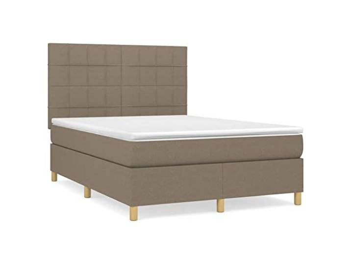 PUGYNBK Boxspringbett mit Taschenfederkernmatratze, Grau, Taupe, 140 x 190 cm