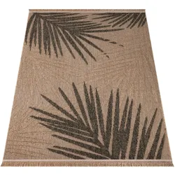 KADIMA DESIGN Outdoor Teppich Blätter Balkon, Terrasse schmutzabweisend Beige Rechteckig 240x340 | 100% Polypropylen | Florhöhe: 7 mm