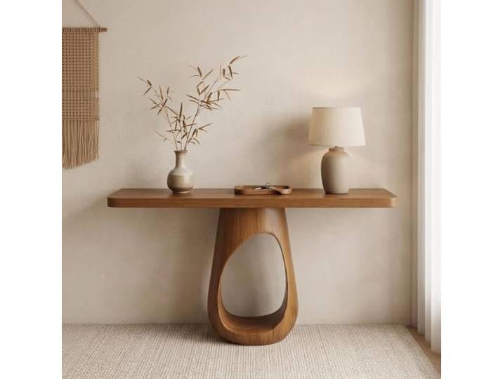 Konsolentisch, Massivholz Schmal, 25cm Tiefe Flurtisch, Beistelltisch Sofatisch Holz Schmal, Schmaler Eingangsbereich, Console Table, Wohnzimmer, Flur(L 120cm/47.2in)
