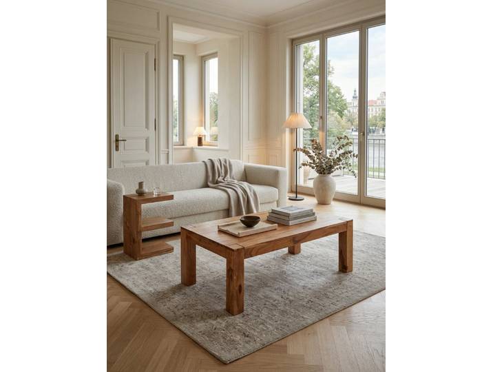 KADIMA DESIGN Couchtisch Couchtisch MUMBAI Massiv-Holz Akazie 110 cm breit Wohnzimmer-Tisch, Design Natur-Produkt Landhaus-Stil Beistelltisch