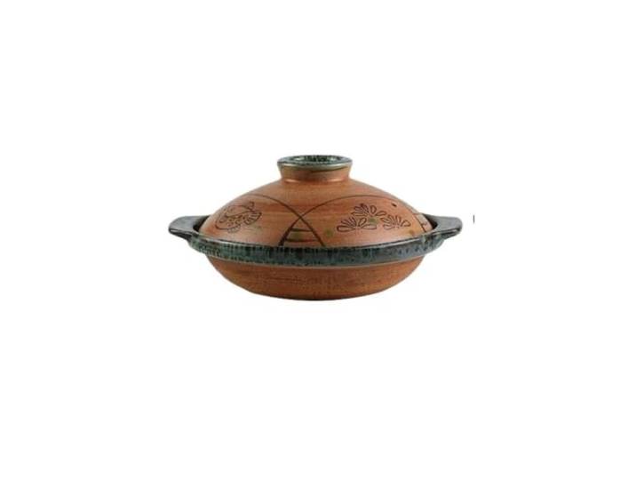 Ton-Auflauf-Eintopf, heimischer Gas-Auflauf-Suppentopf Keramik-Reiskochpfanne mit offenem Feuer und flachem Topf for Gasherd(A 19.5CM)