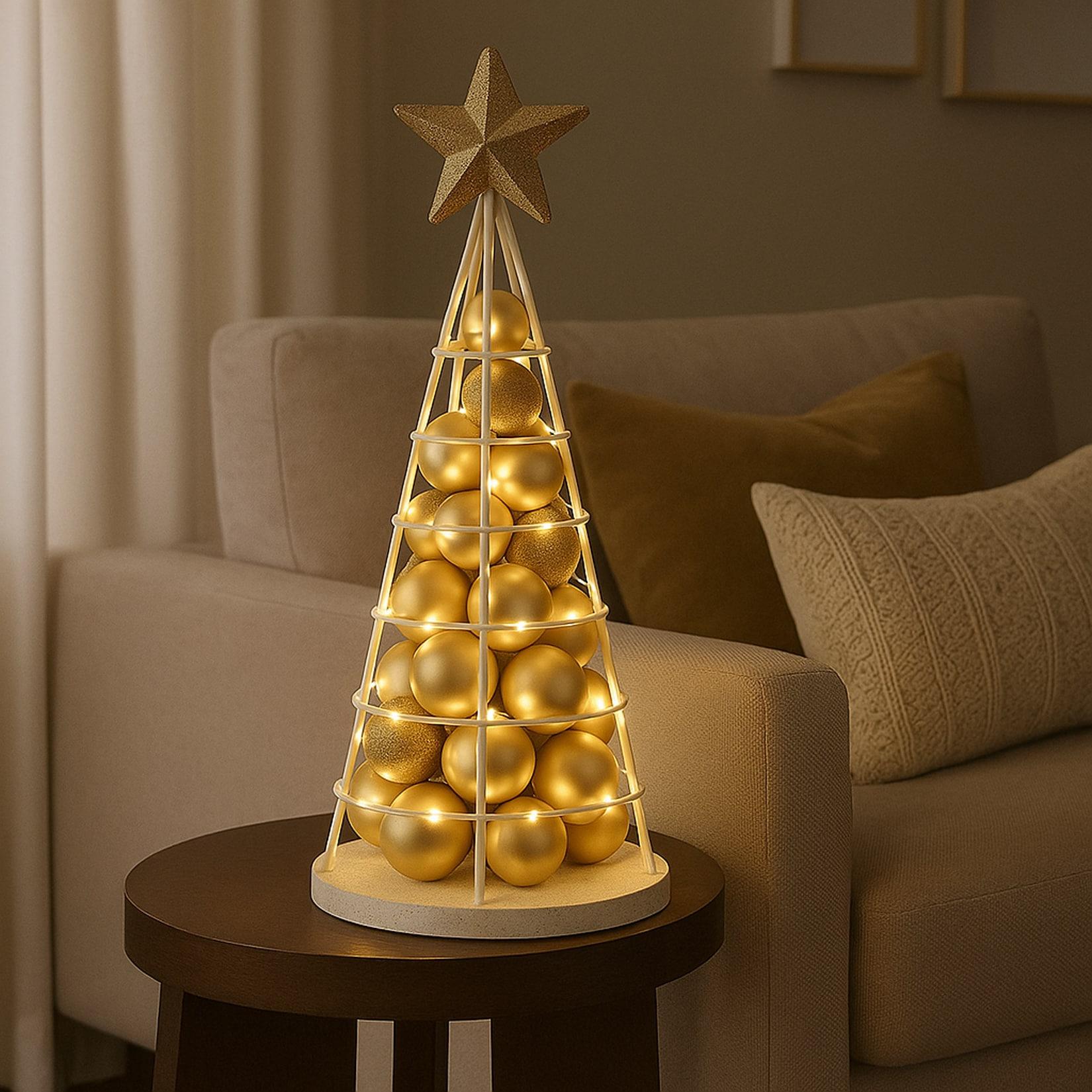 Deko-Baum MCW-O91, Weihnachtsbaum Schmuckbaum Weihnachtsdeko Christbaum zum Beschmücken, Metall 60cm ~ weiß