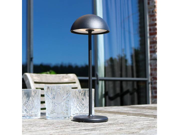 Lucide LED-Außentischleuchte Joy, Akku, dimmbar, schwarz dimmbar, schwarz, Aluminium, Modern