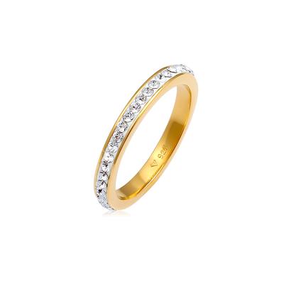 Silberring ELLI "Ring Kristallen Memoire Ring 925 Silber" Gr. 62, gold, Fingerringe, Damen, 62, Silber 925 (Sterlingsilber), Silberring