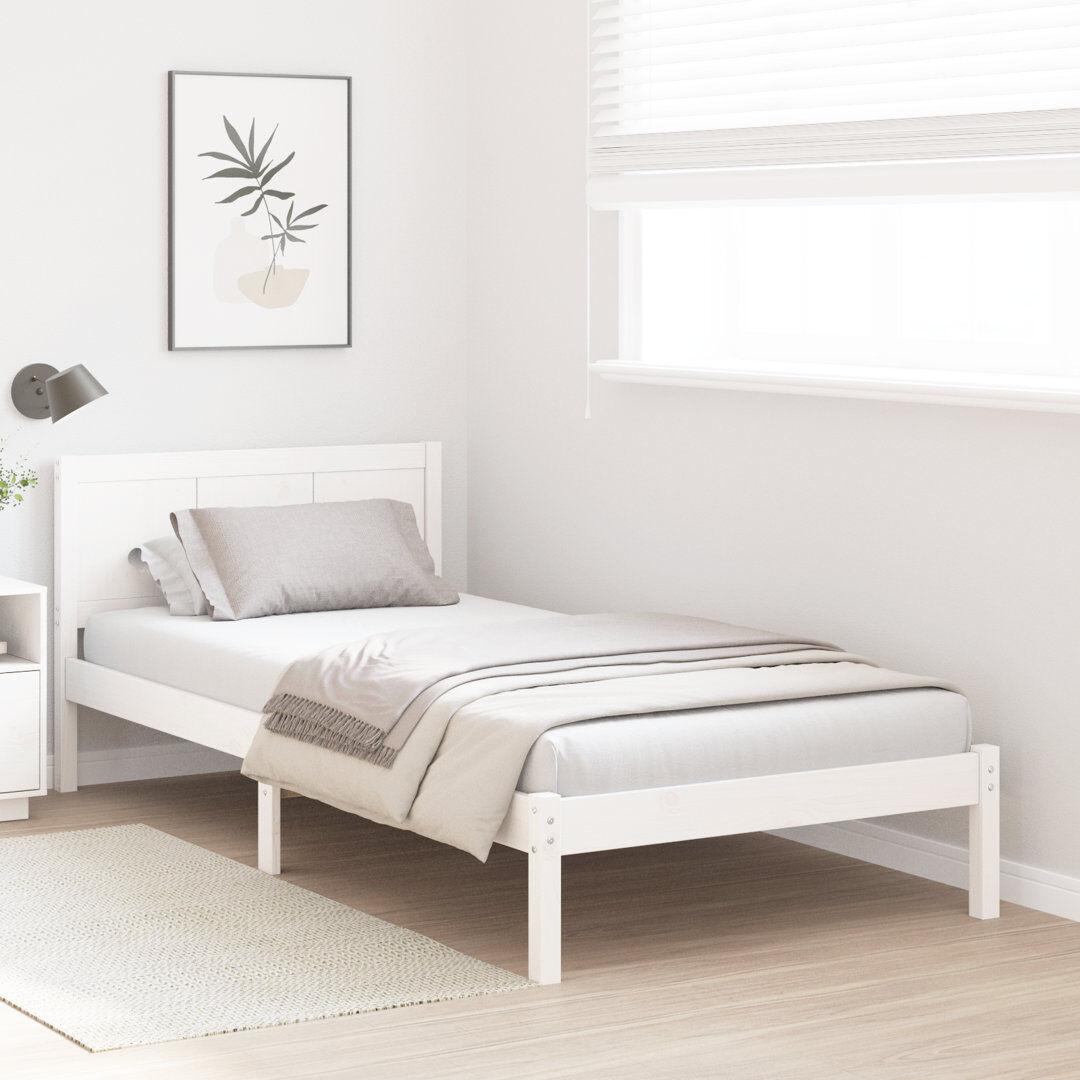 vidaXL Solid Wood Bed Frame White 95.5cm x 205.5cm
