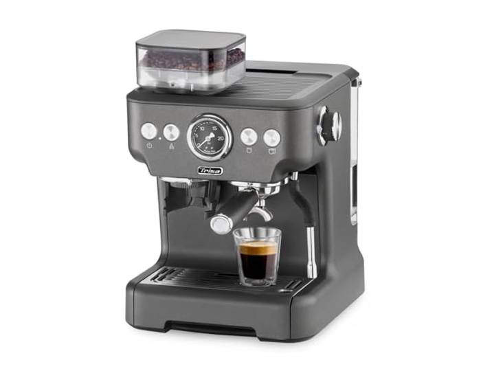 Trisa Barista Plus Siebträgermaschine mit Mahlwerk und 20 Bar, Anthrazit