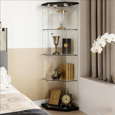 Tempered Glass Five-Sided Display Cabinet,Corner Cabinet,Liquor Cabinet,With Running Lights,With Locks