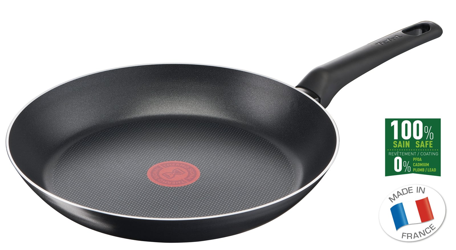 Tefal Simple Cook B57004 Universele Ronde Koekenpan, Zwart, met Titanium Coating en Temperatuurindicator