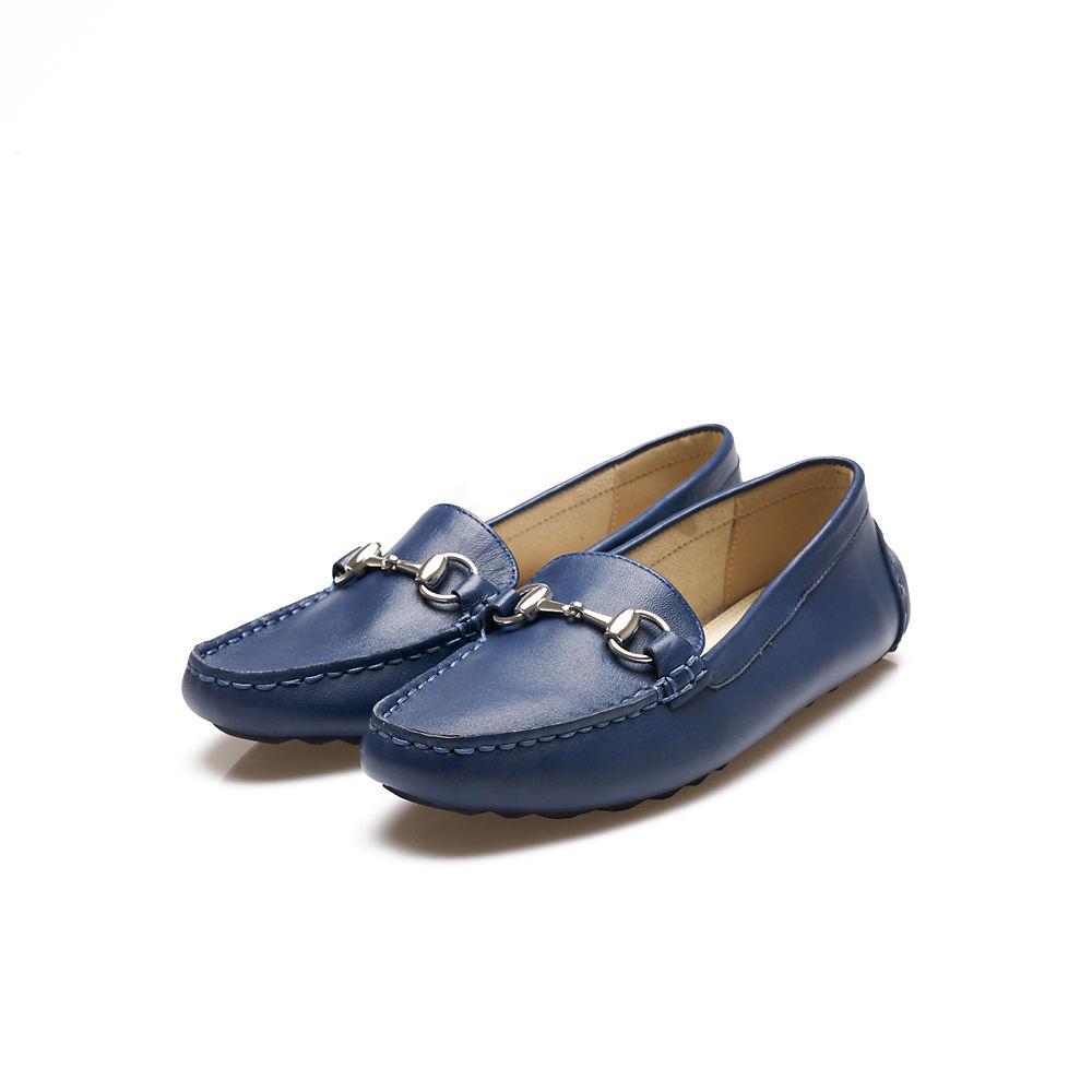 Horsebit Mokassins aus Leder für Damen, Damen, size: regular, Blau, Leder, by Lands' End