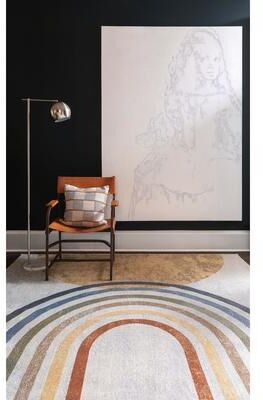Livabliss Lillian Machine Washable Rainbow Stripes Area Rug