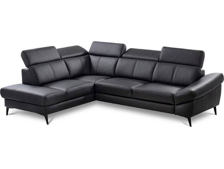 Ecksofa DALE Echtleder / Synthetisches Leder schwarz