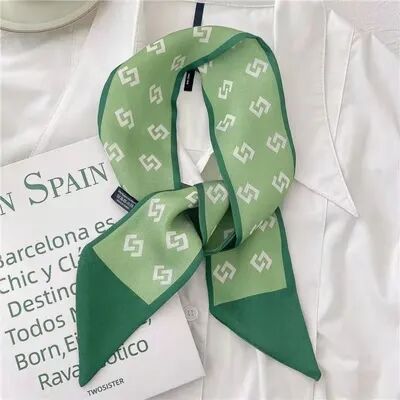 Modern Mode Marketplace Silk Print Neck Scarf Fashion Hair Scarf & Handbag Ribbon Accessory c