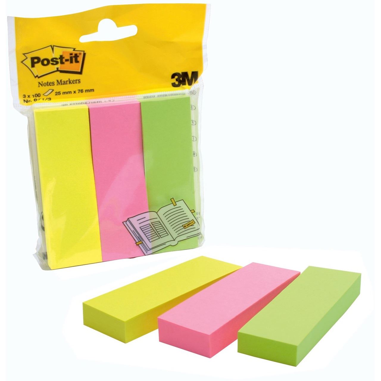 Post-it Notes Markers Haftmarker farbsortiert 3x 100 Streifen