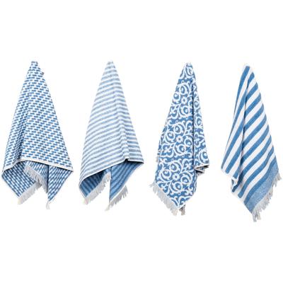 Gästehandtuch PAD "FAMILY, 30x50 cm", blau, B:30cm L:50cm, Frottee, Frottee, Handtücher, Made in Europe, gestreift, Ornamente, mit Fransen
