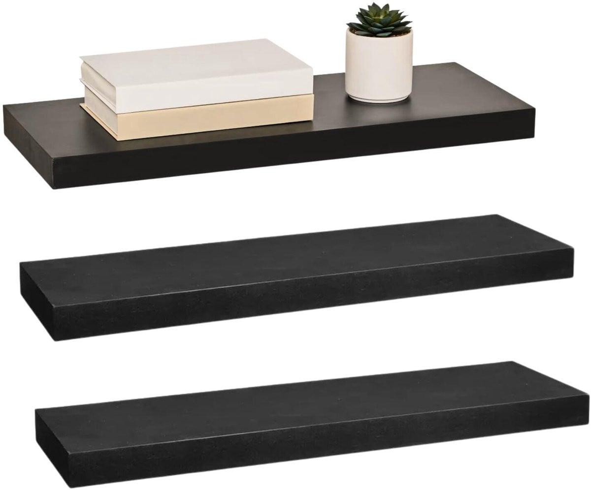 5five Bassline Zwevende Wandplank - Set van 3 - Zwart - 60 cm