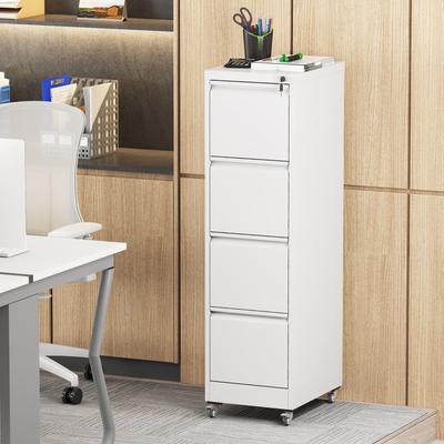 GDFStudio - Bexley 4-Drawer Locking Vertical File Cabinet with Wheels, Heavy-Duty Metal Storage