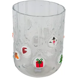 Glaswindlicht mit Motiv H=20cm - transparent|rot|grün