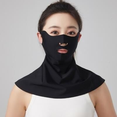 Lush Living Finds Ice Silk UV Protection Face Mask With Neck Cover For Summer Outdoor Sun Shield black