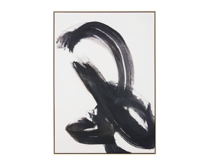 Abstraktes Gemälde in Schwarz-Weiß, 100 x 141 cm
