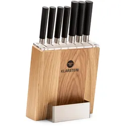 Klarstein Kitano 8tlg. Messer-Set mit Block 7 Messer Stahl edler Holzblock Eiche