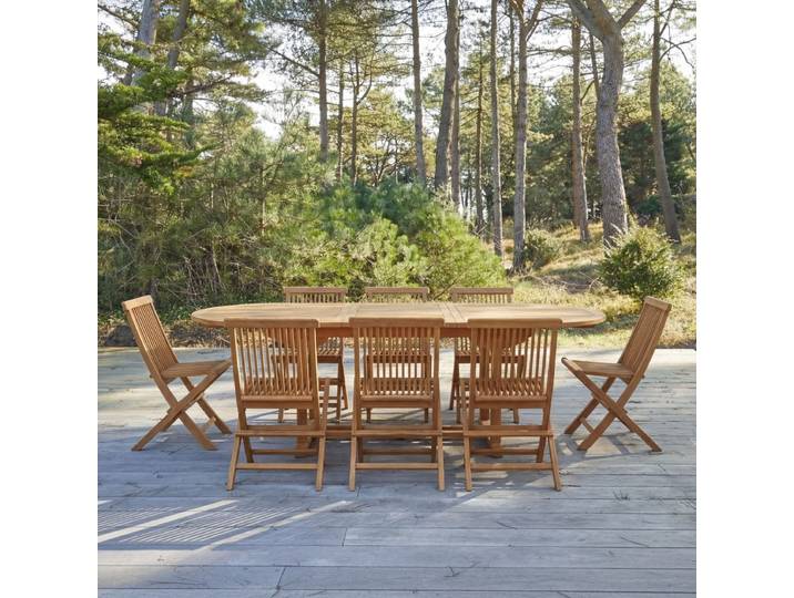 Ovale Outdoor Gartenmöbel Set aus massiver Akazie 8 Stühle Capri - Braun - Acacia