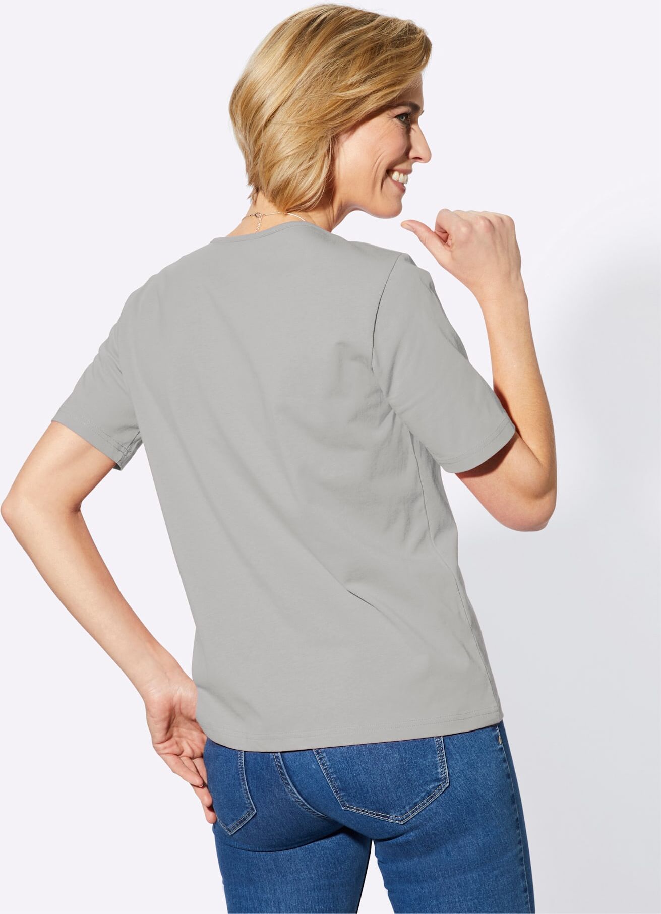 Rundhalsshirt CASUAL LOOKS "Shirt", Damen, Gr. 38, grau, 100% Baumwolle, unifarben, Rundhals, Shirts Rundhalsshirt grau 38