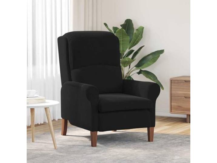 Moderner Sessel aus schwarzem Samt mit Beinen aus massivem Holz und Gummi Luxuriöser Samt, Holz, gerollte Armlehnen, hohe Rückenlehne, einfache Pflege, klarer Stil