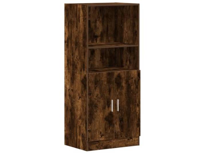 KUPTYERFG Küchenschrank Räuchereiche 57x41,5x131,5 cm Holzwerkstoff Kompakter Allzweckschrank mit Türen & offenen Fächern für Küche, Büro & Restaurant. Belastbar bis 60 kg.