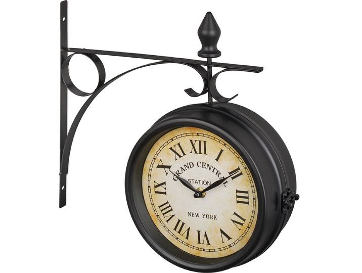 stationsklok dubbelzijdig - New York retro - Ø 20 cm - op batterijen - vintage wandklok