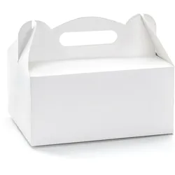 PartyDeco 10 Tortenschachtel mit Griff 19x14x9cm lebensmittelechte Faltschachteln Pappschachteln Torten Kuchen Geschenke Schachteln Tortenkartons Hochzeit Weiß