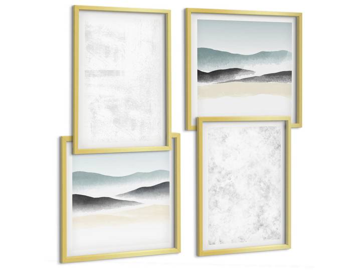 Tulup Bilder SET 4er Set - 50x50 cm & 40x60 cm Goldrahmen - Weiße Flecken auf Leinwandhintergrund, Goldfarben, Kunststoff, Rechteckig, 50x50 cm, gerahmt, Bilder & Rahmen, Bilder