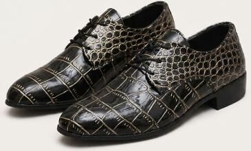 LightInthebox Men's Luxury Business Dress Shoes – Crocodile Embossed Leather Oxfords for Professional and Formal Events
