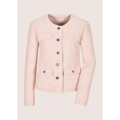Jackenblazer MADELEINE "Blazer Bouclé-Blazer mit Glanzakzenten", Damen, Gr. 42, rosa (perlrosa), Obermaterial: 100% Polyester PES., Modern, gerade, Blazer, Bouclé
