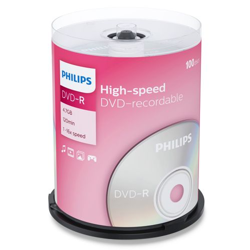 1x100 Philips DVD-R 4,7GB 16x SP