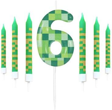 Uplift Treasures Pixel Theme Number Birthday Candles Set For Cake Decoration 6