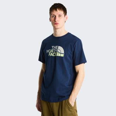 T-Shirt THE NORTH FACE "M MOUNTAIN LINE REGULAR SHORT SLEEVE TEE", Herren, Gr. M, blau (summit navy), Obermaterial: 60% Baumwolle, 40% Polyester, normal, Rundhals, Shirts T-Shirt, normale Passform, Kurzarm, für sportliche Aktivitäten und Outdoor