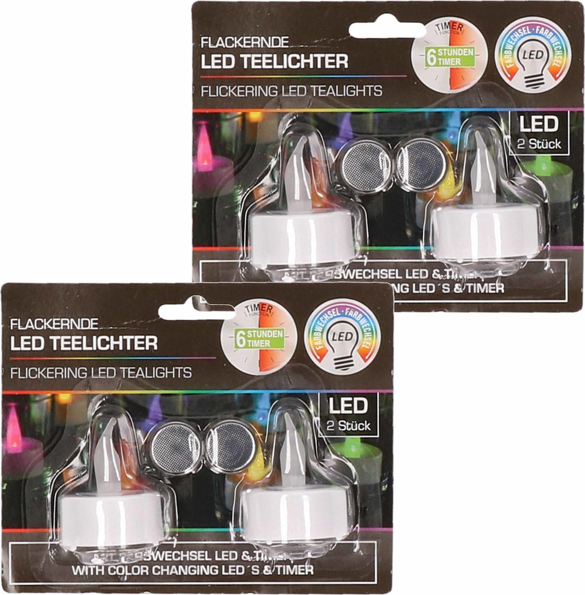 Cepewa LED theelichtjes gekleurd 4 stuks Diameter: 4 cm