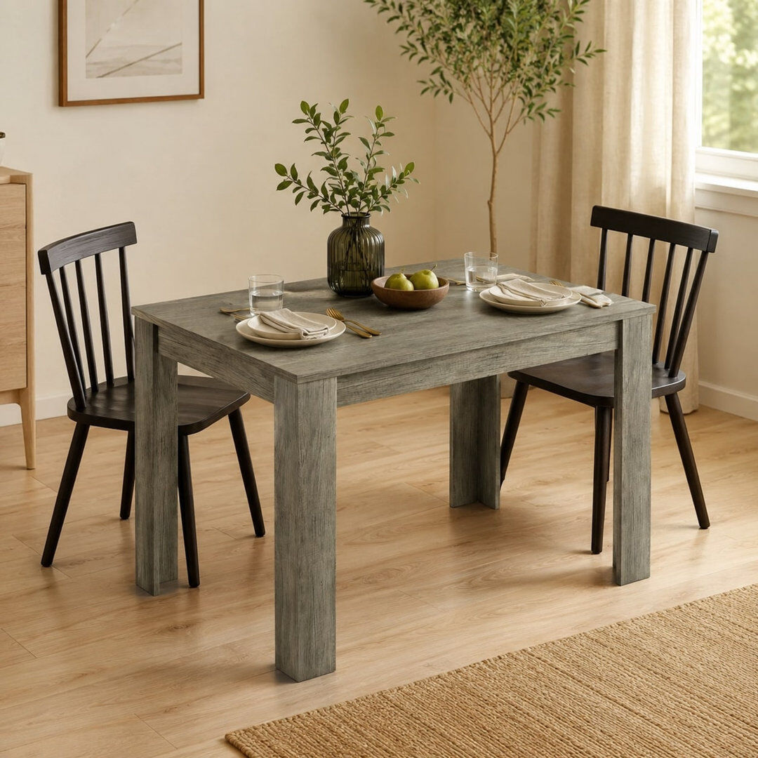Brayden Studio Melamine Dining Table with Chunky Legs for Kitchen Dining Room Furniture Greige Oak 120cm