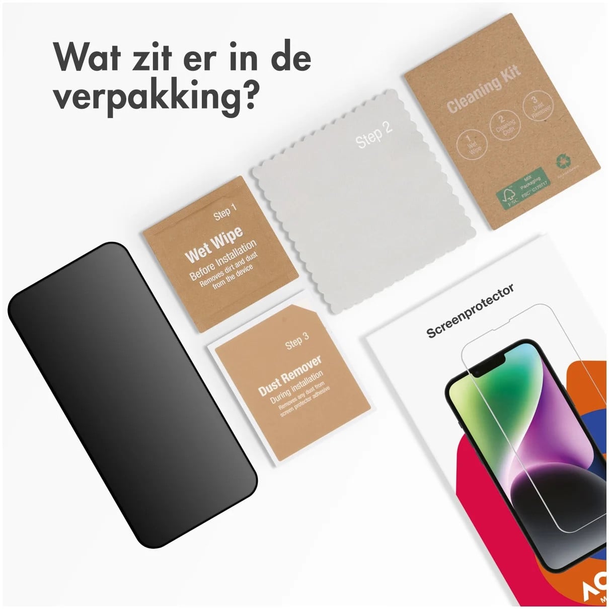 Accezz Gehard Glas Privacy Screenprotector voor iPhone 15, Transparant